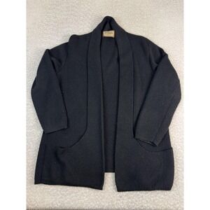 D'Stylo Sweater Cardigan Womens Large Black Baby Alpaca Open Front Pockets Knit